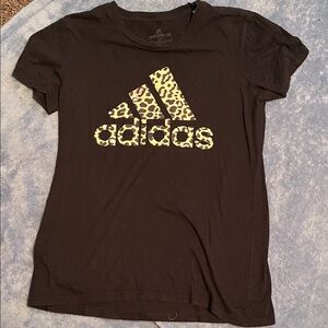 Adidas Black Tee with Leopard Print Logo
